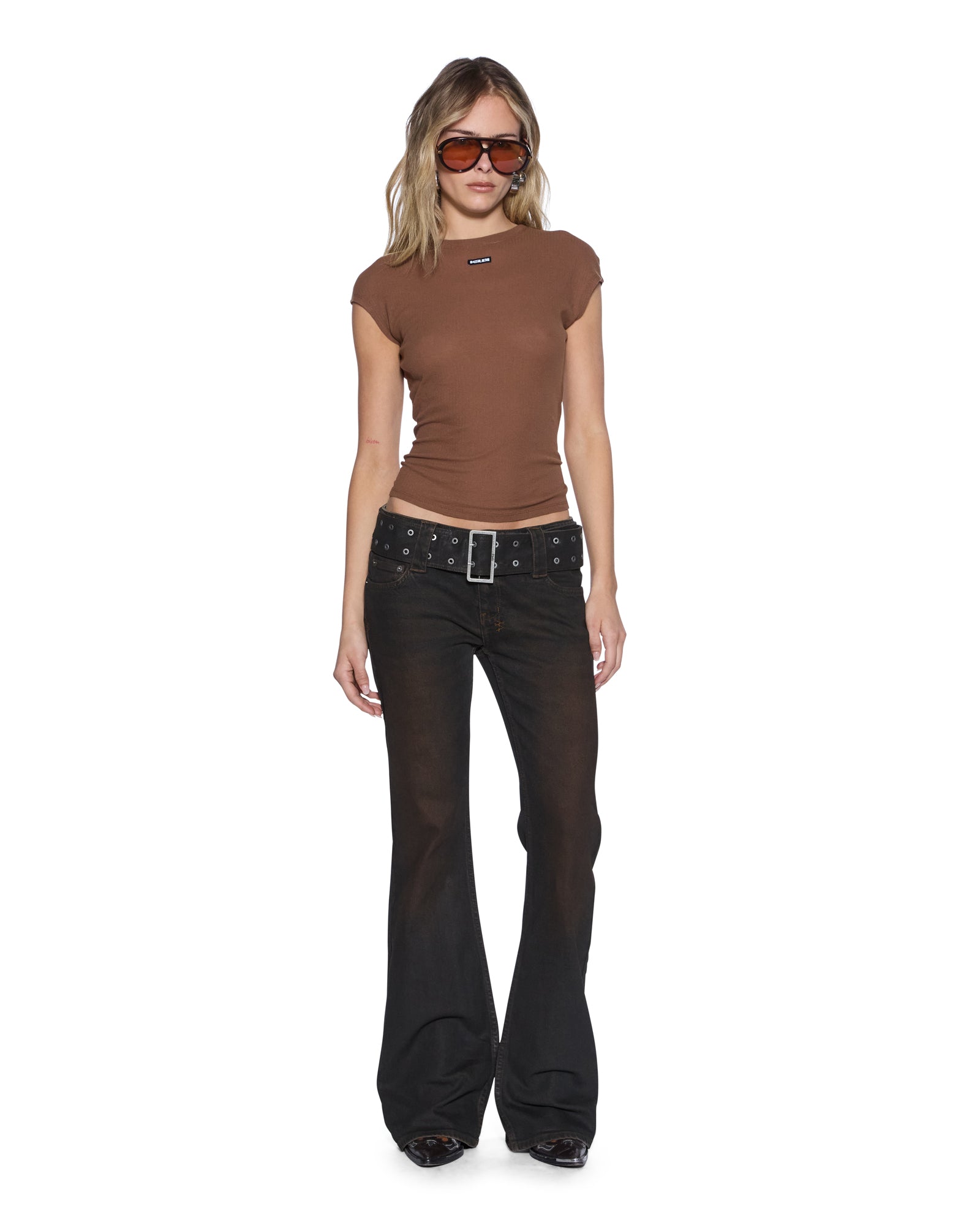 Womens Staple Ss Tee Chocolate Sheer Tees - Image 2