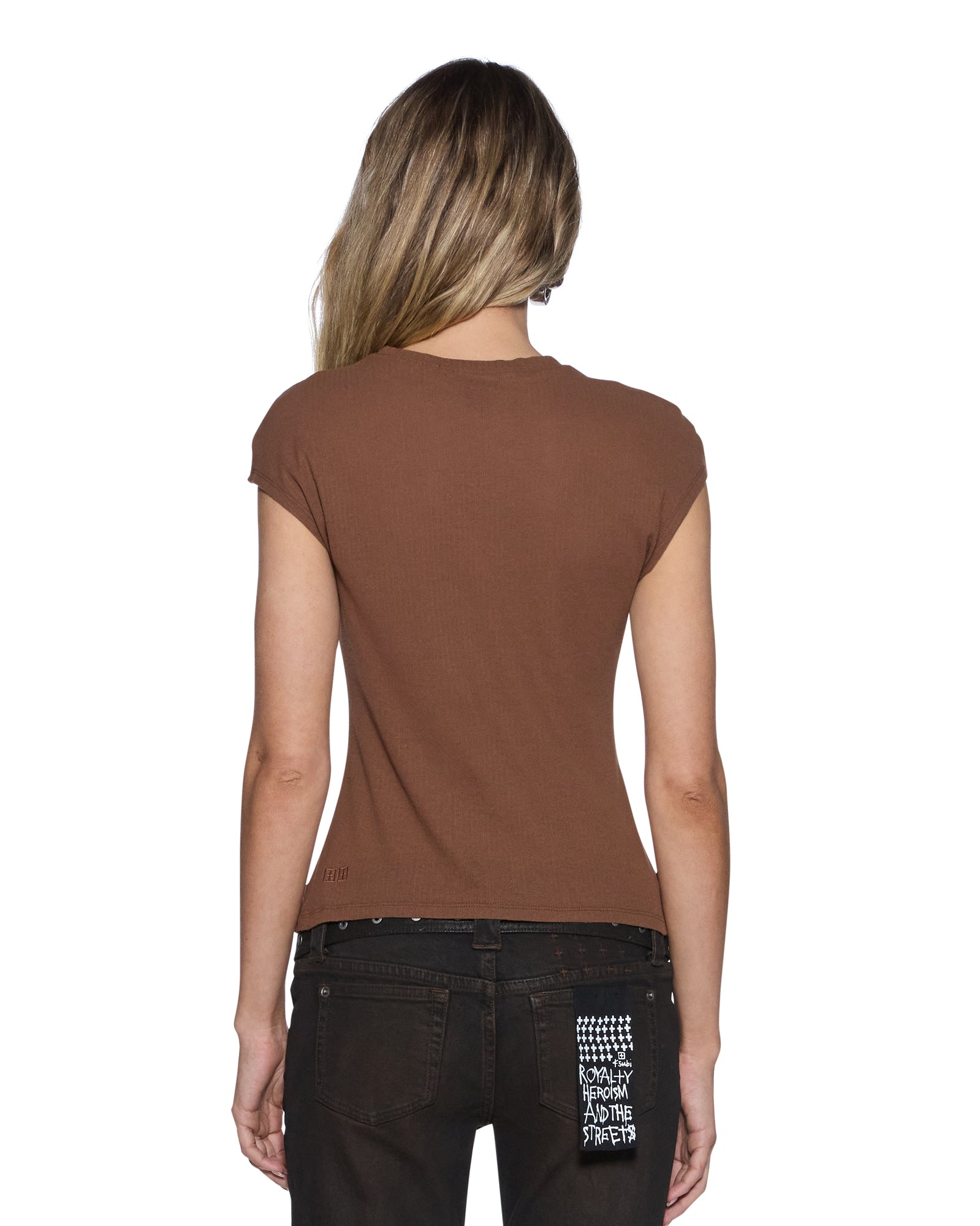 Womens Staple Ss Tee Chocolate Sheer Tees - Image 3