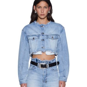 Womens Torn Off Crop Trucker Vapour Jackets