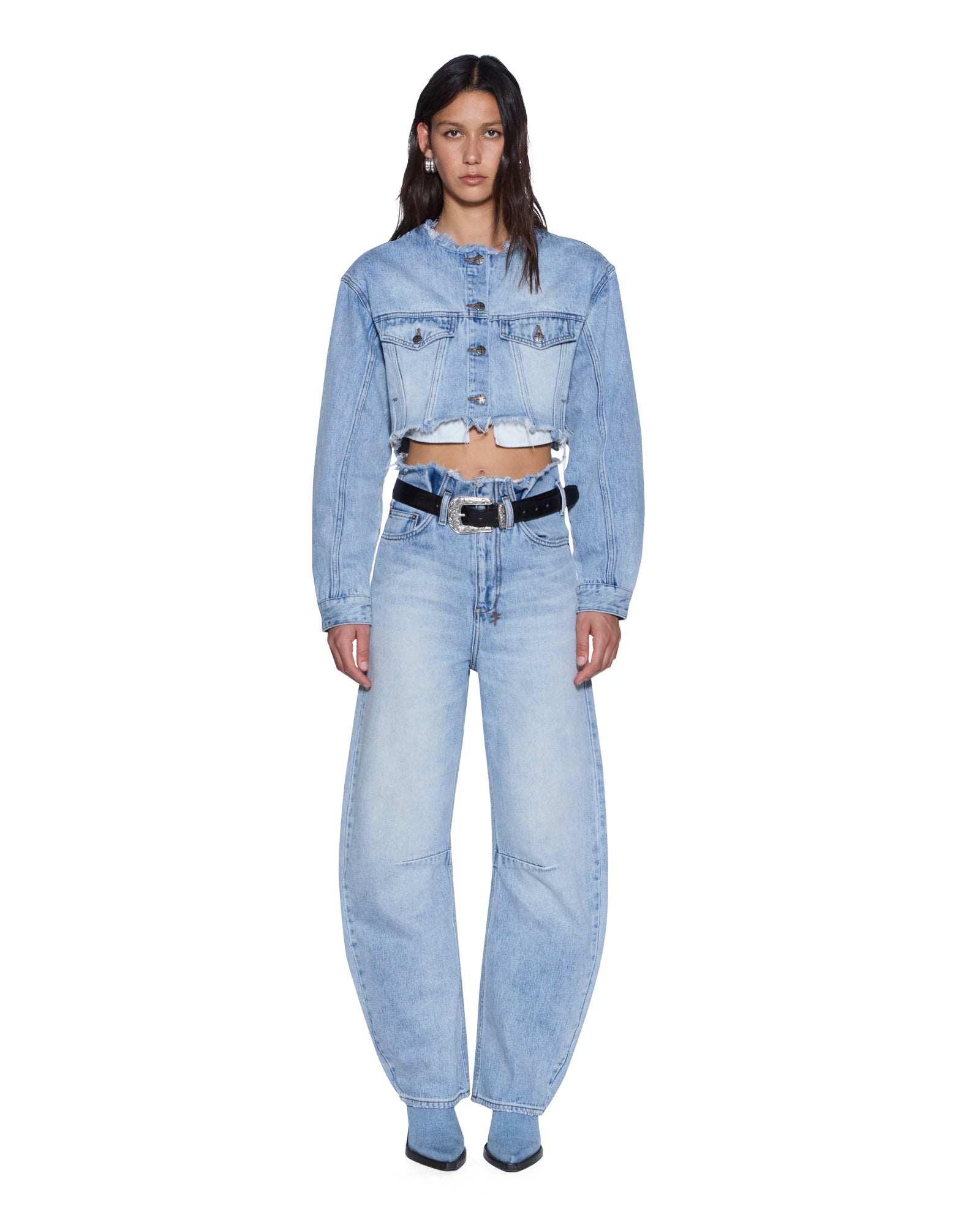 Womens Torn Off Crop Trucker Vapour Jackets - Image 2