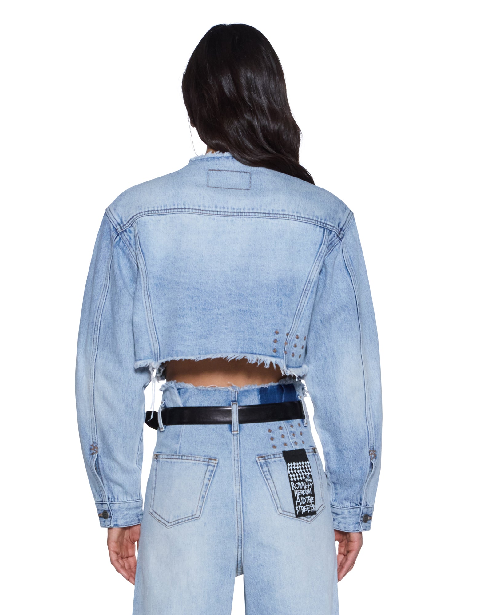 Womens Torn Off Crop Trucker Vapour Jackets - Image 4