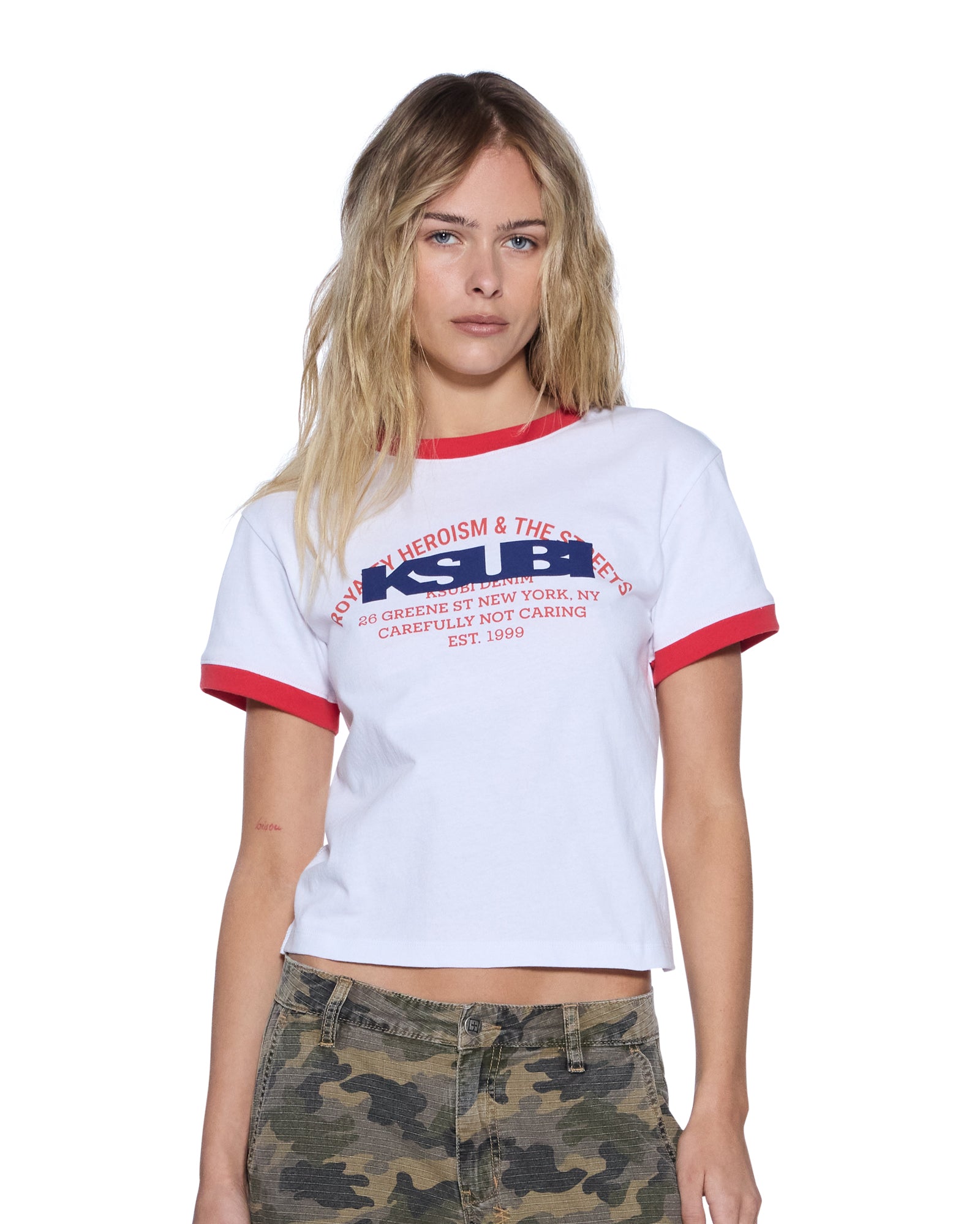 Womens Varsity Shrunken Ss Tee White Tees - Image 4