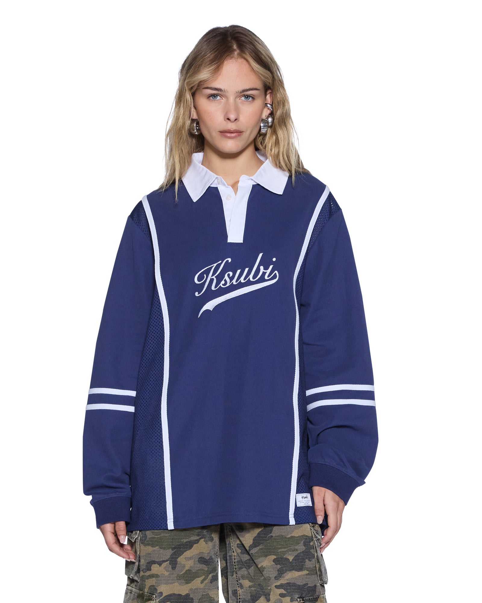 Womens Playoff Ls Polo Jersey Navy Fashion Tops - Image 2