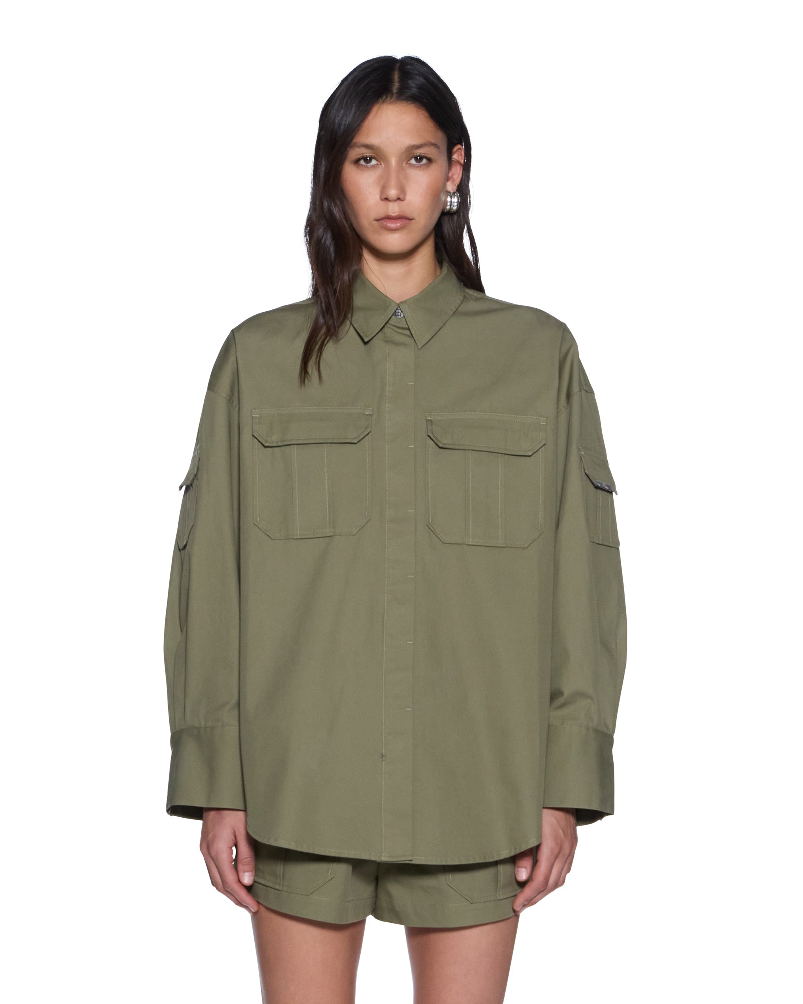 Womens Astra Ls Cargo Shirt Khaki Shirts - Image 2