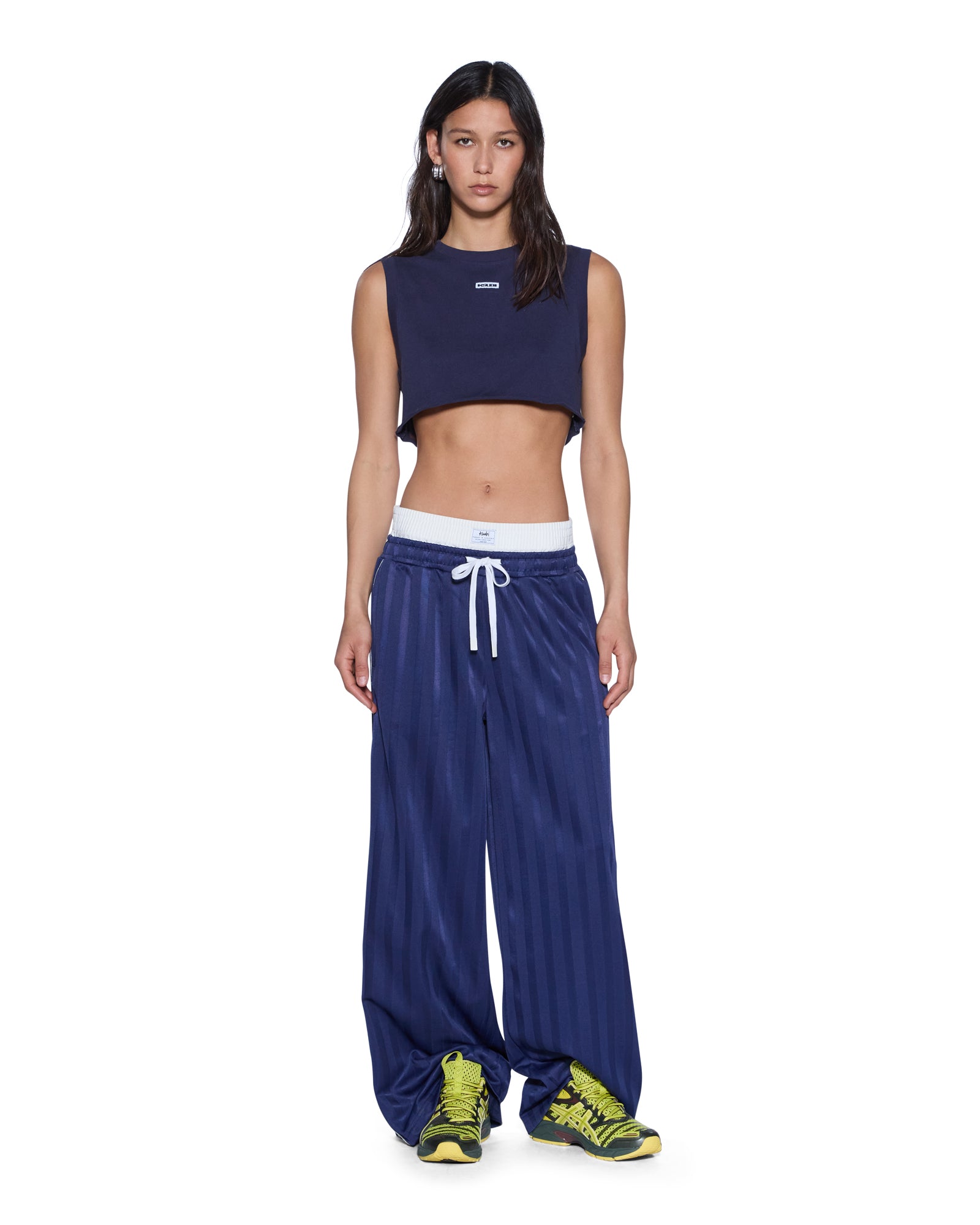 Womens Labels Crop Tank Navy Tees - Image 2