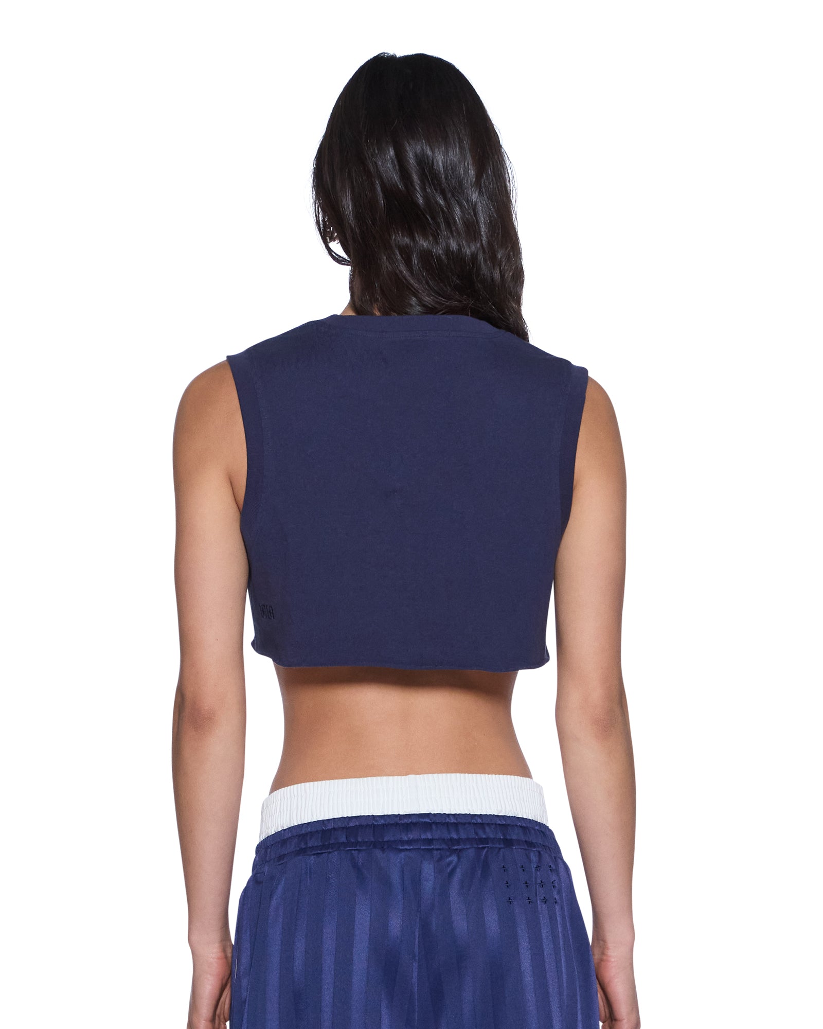 Womens Labels Crop Tank Navy Tees - Image 4
