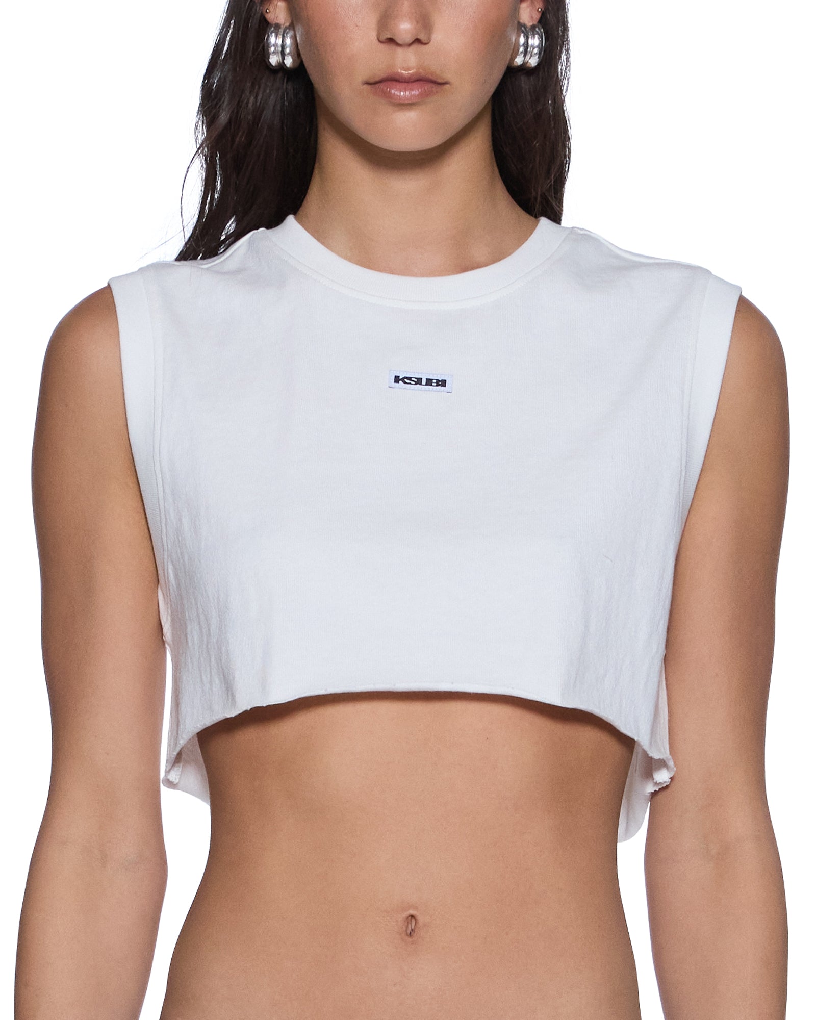 Womens Labels Crop Tank White Tees - Image 3