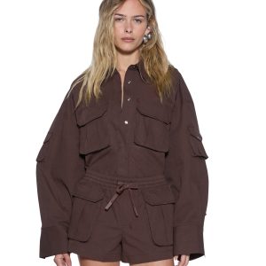 Womens Astra Ls Cargo Shirt Chocolate Shirts