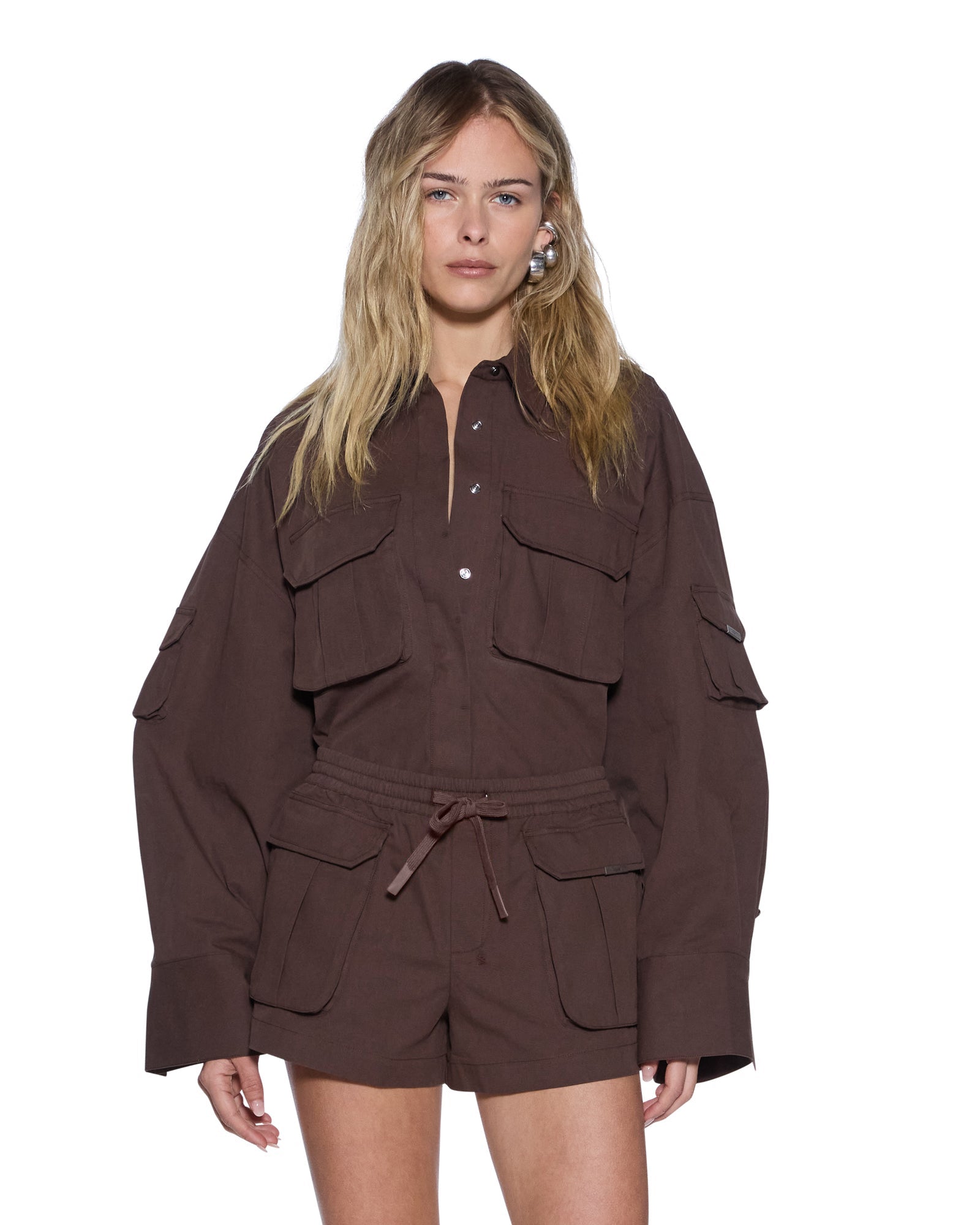 Womens Astra Ls Cargo Shirt Chocolate Shirts