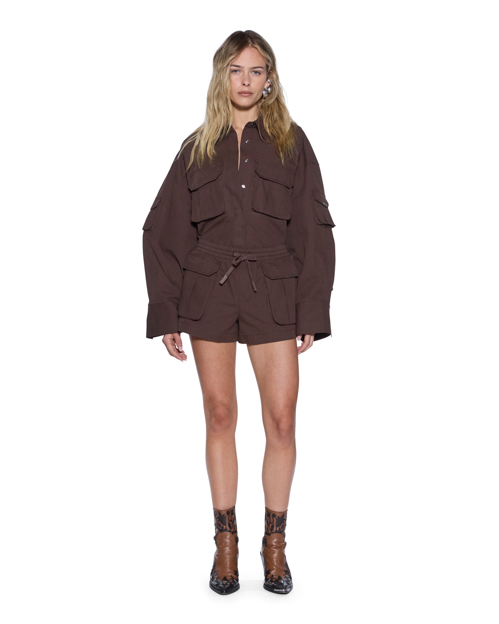 Womens Astra Ls Cargo Shirt Chocolate Shirts - Image 2