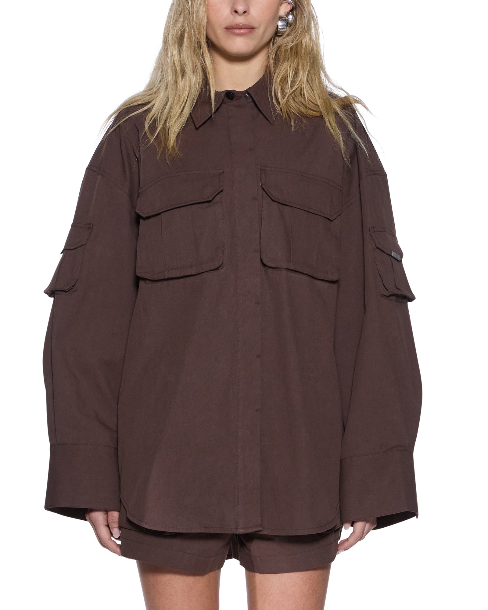 Womens Astra Ls Cargo Shirt Chocolate Shirts - Image 3