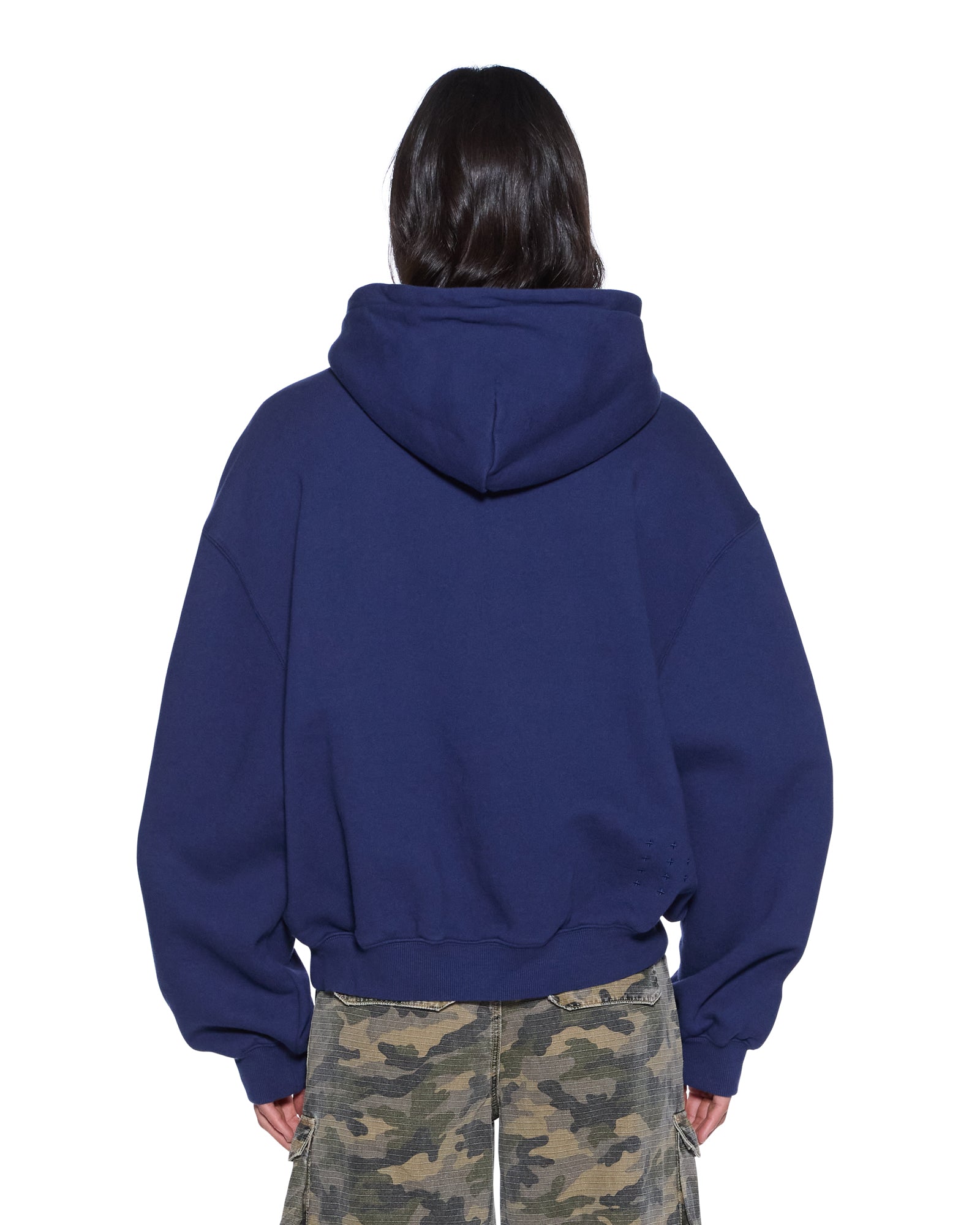 Womens Slouch Hoodie Navy Fleece - Image 3