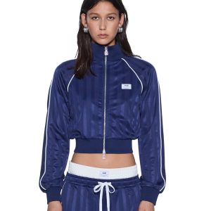 Womens Cropped Traktop Navy Fleece