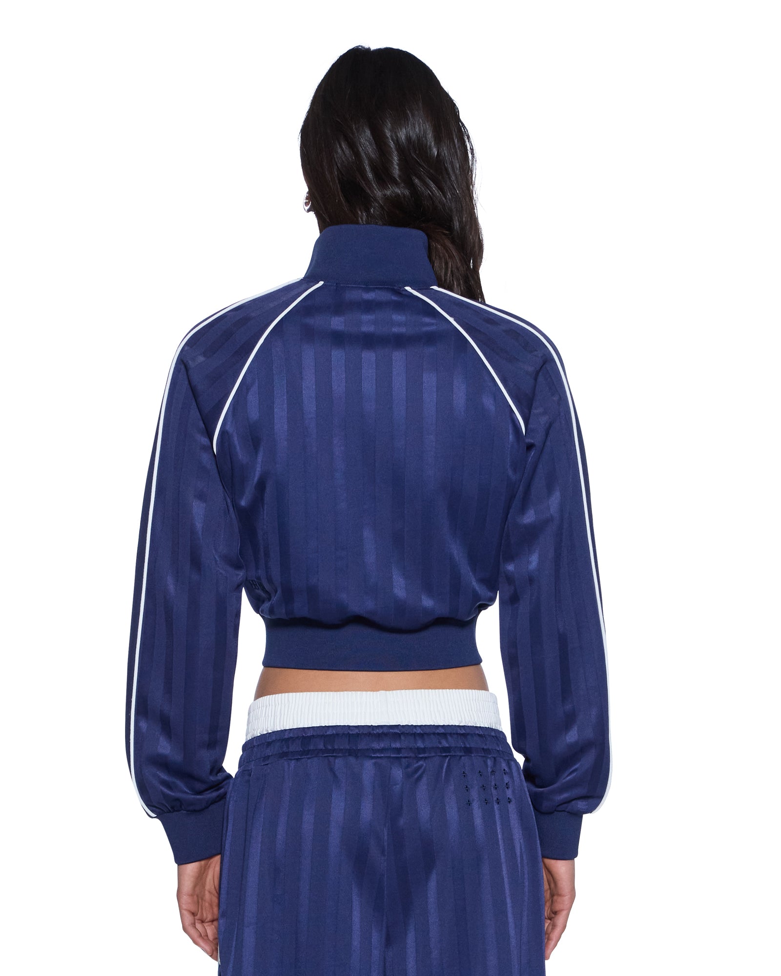 Womens Cropped Traktop Navy Fleece - Image 4