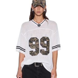 Womens Derby Boyfriend Ss Jersey Camo Shell Tees