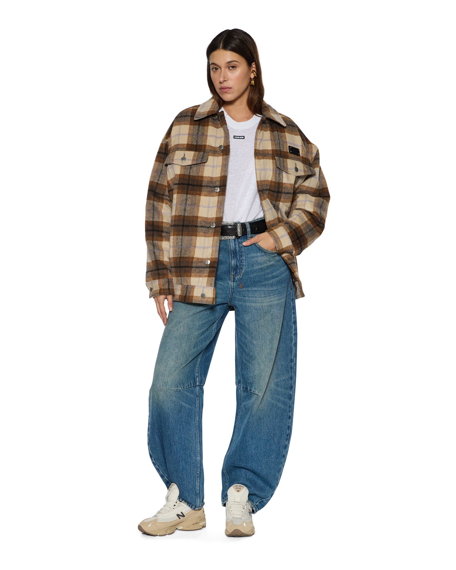 Womens Ksuper Trucker Jacket Plaid Jackets - Image 3
