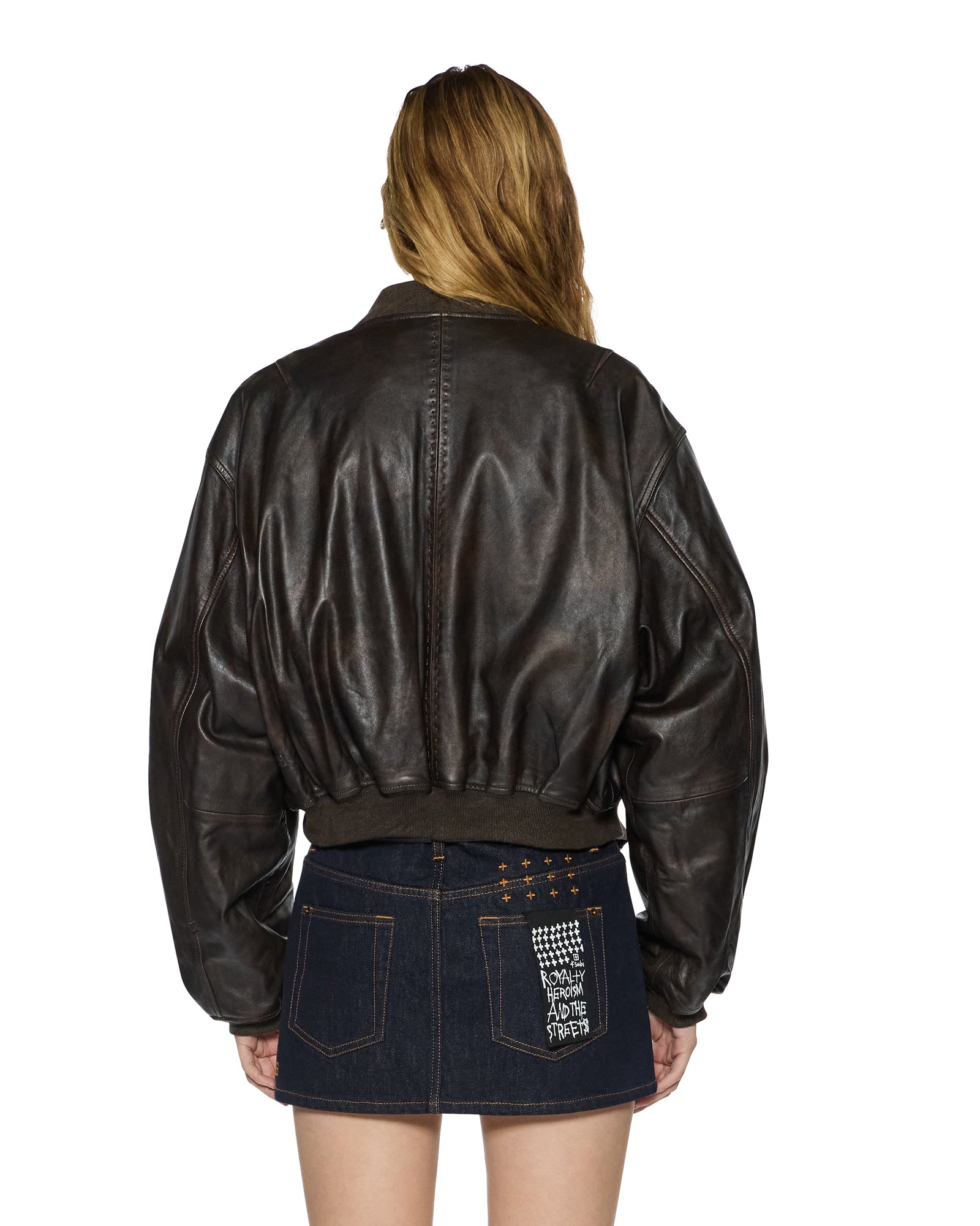 Womens Alpha Crop Bomber Worn Black Jackets - Image 4