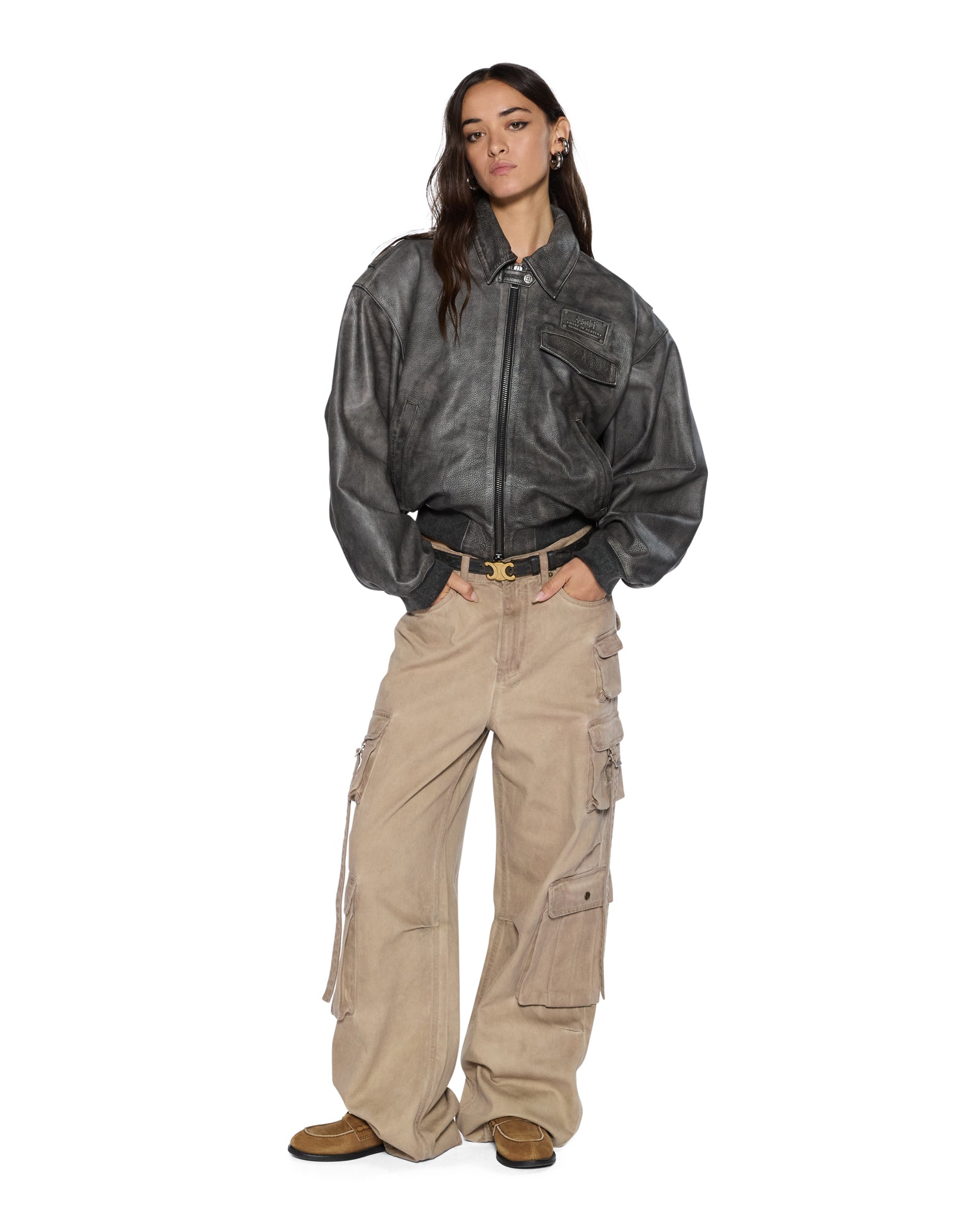 Womens Highway Bomber Vintage Black Jackets - Image 2