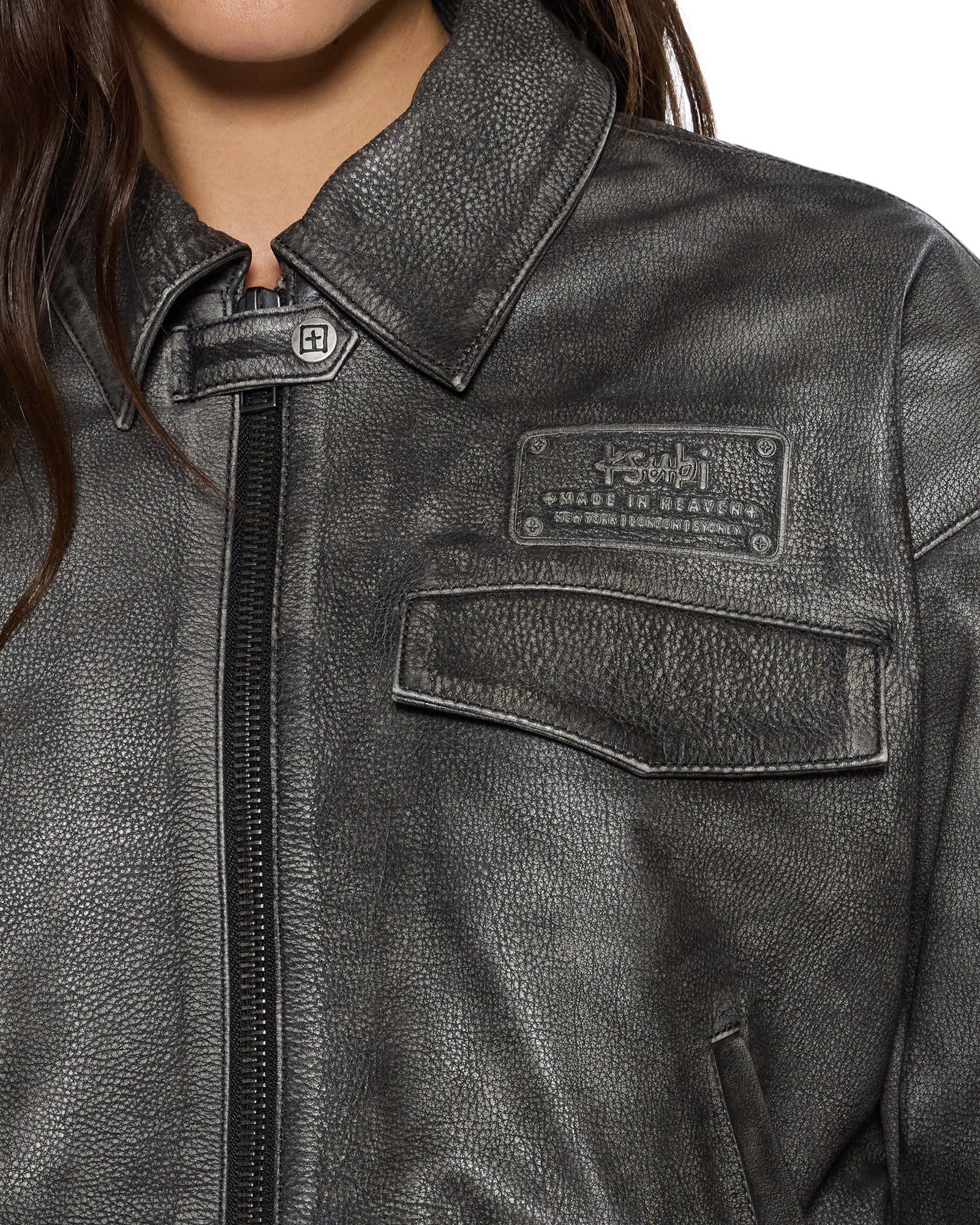 Womens Highway Bomber Vintage Black Jackets - Image 3