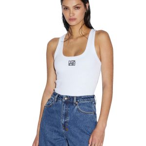 Stacked Origin Fitted Tank Top - White