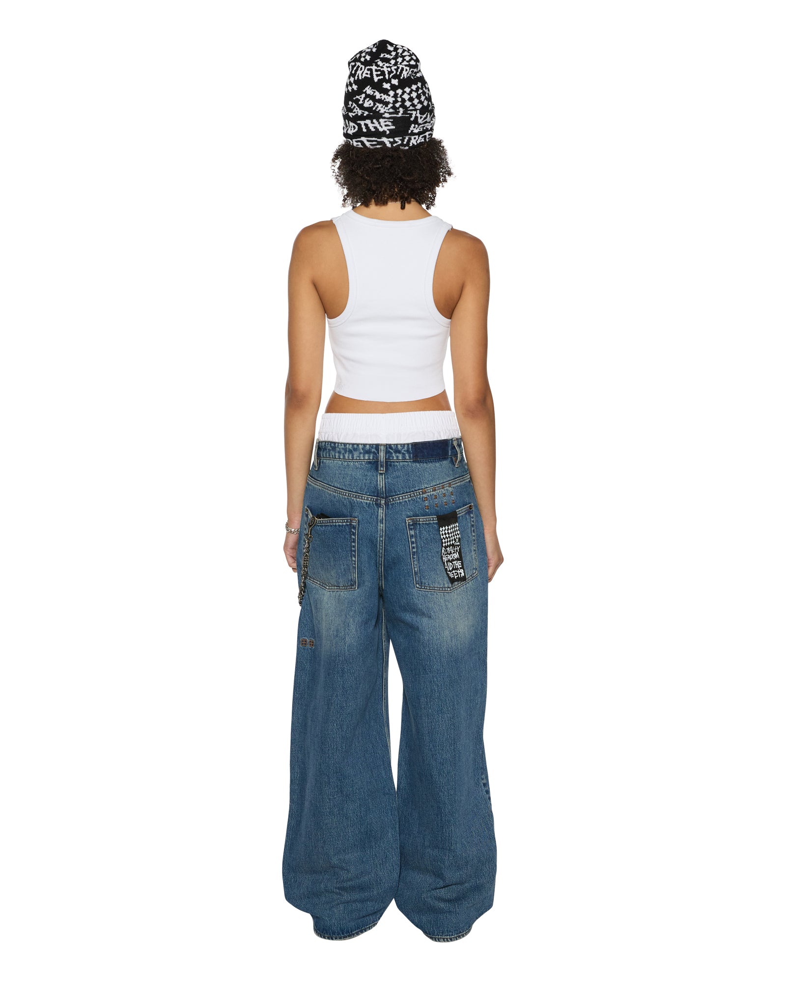 Womens Stacked Origin Crop White Fashion Tops - Image 4