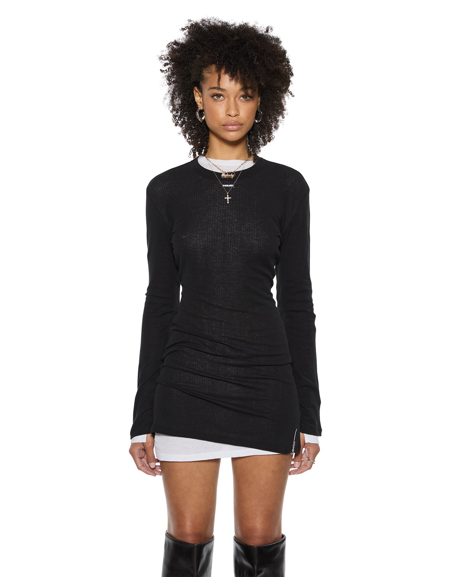 Womens Crawford Ls Mini Dress Black Dresses - Image 2