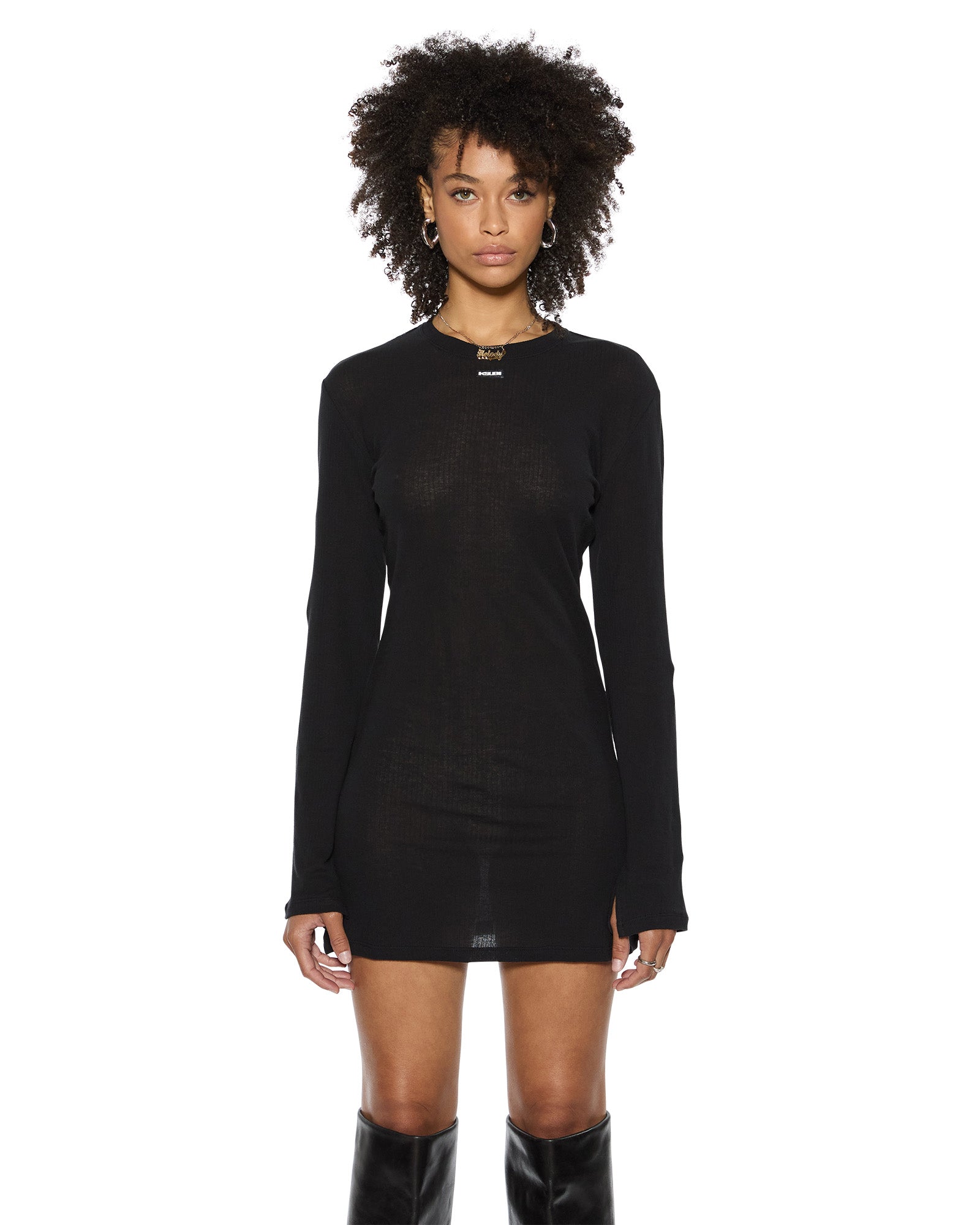 Womens Crawford Ls Mini Dress Black Dresses - Image 3