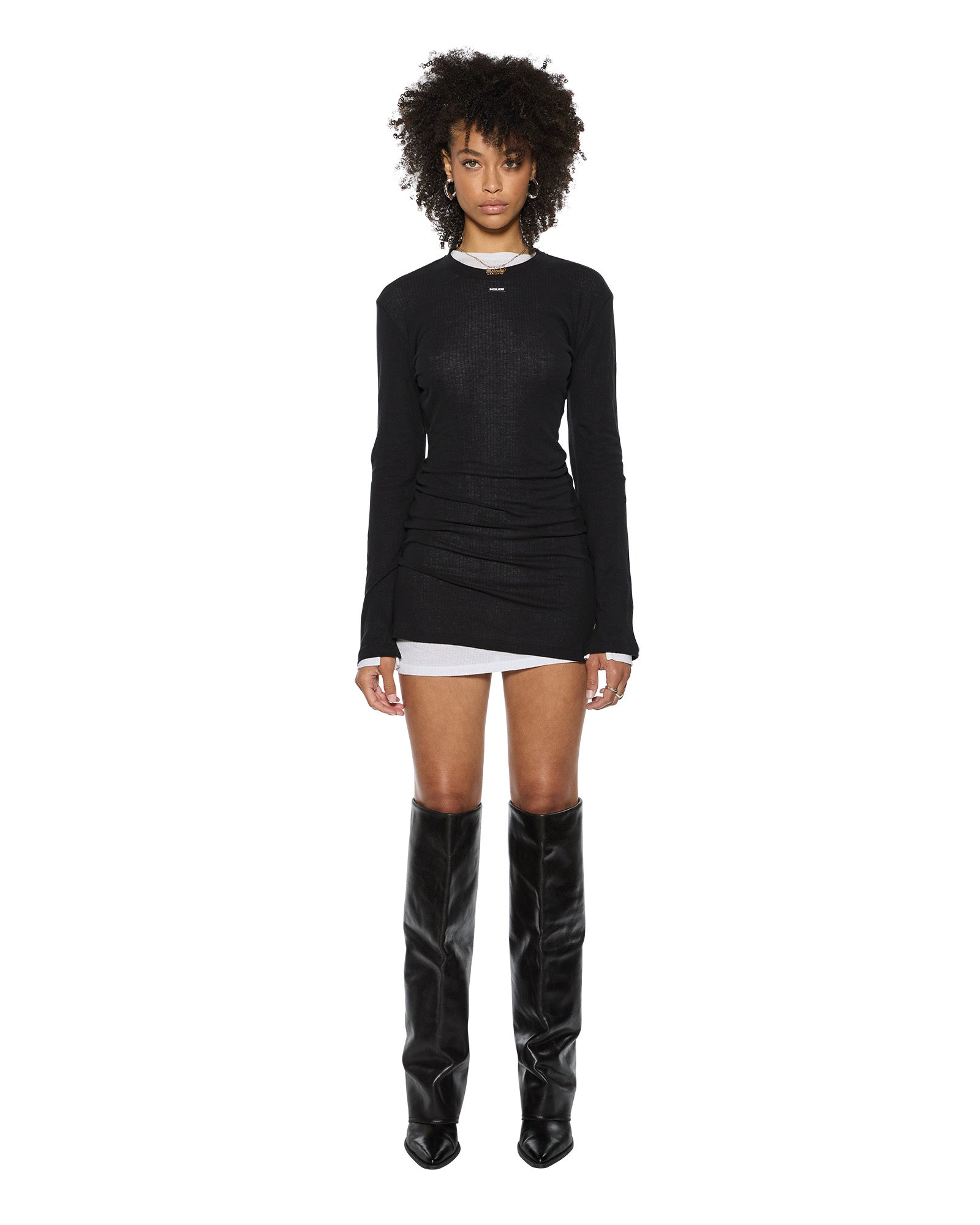 Womens Crawford Ls Mini Dress Black Dresses - Image 6