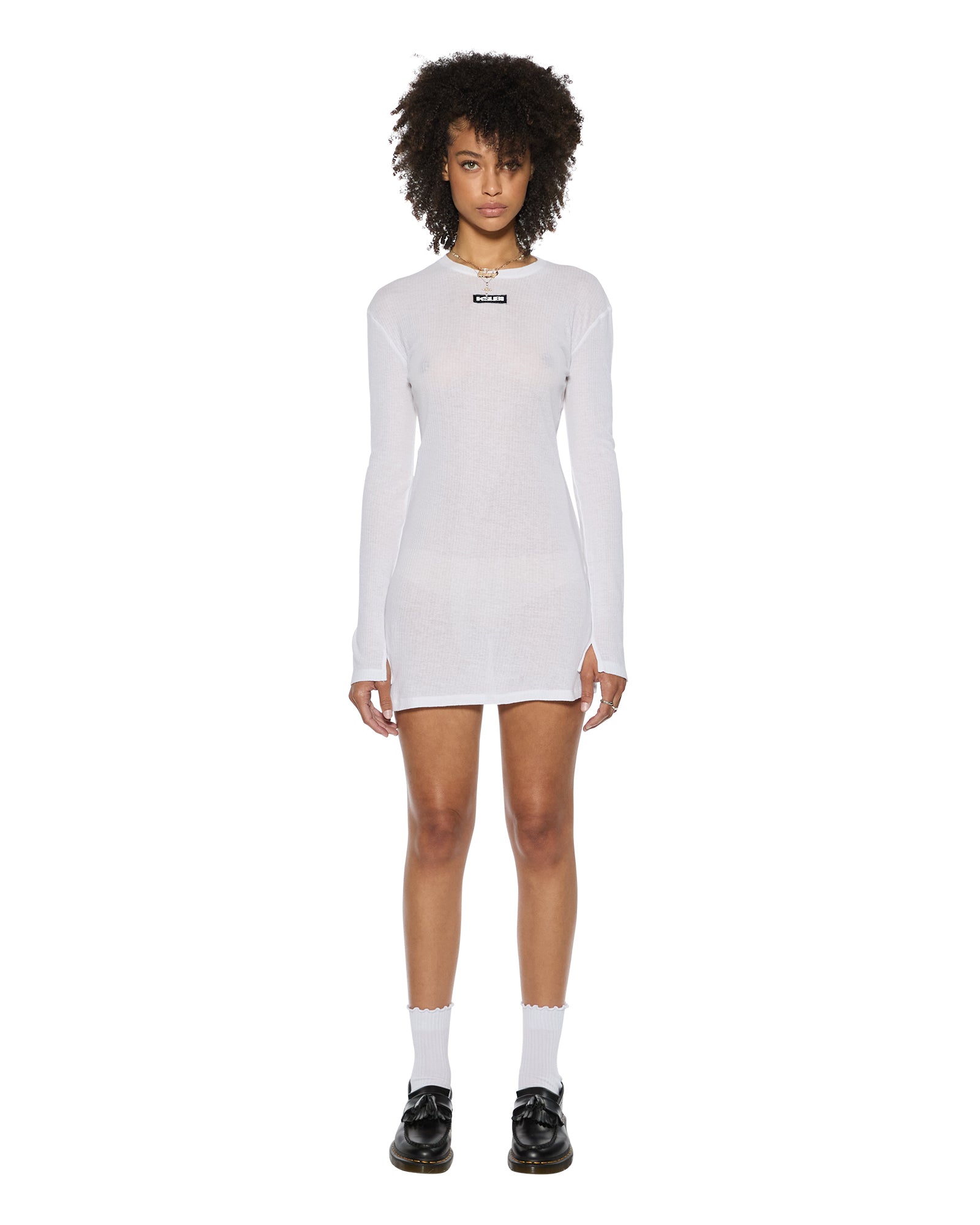 Womens Crawford Ls Mini Dress White Dresses - Image 3