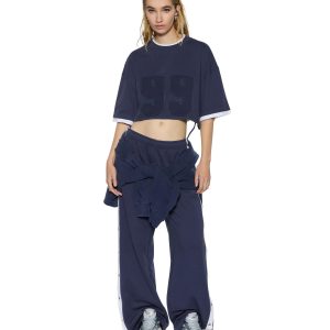 Womens 99 Boyfriend Cropped Ss Tee Ink Blue Tees