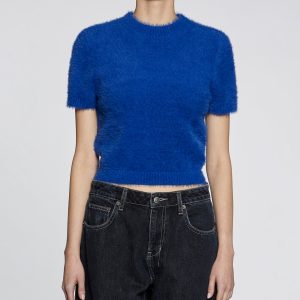 Womens Cyber Ss Knit Top Cobalt Knitwear