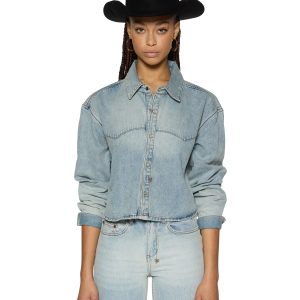 Alabama Crop Long Sleeve Shirt - Paragon Light Wash Denim