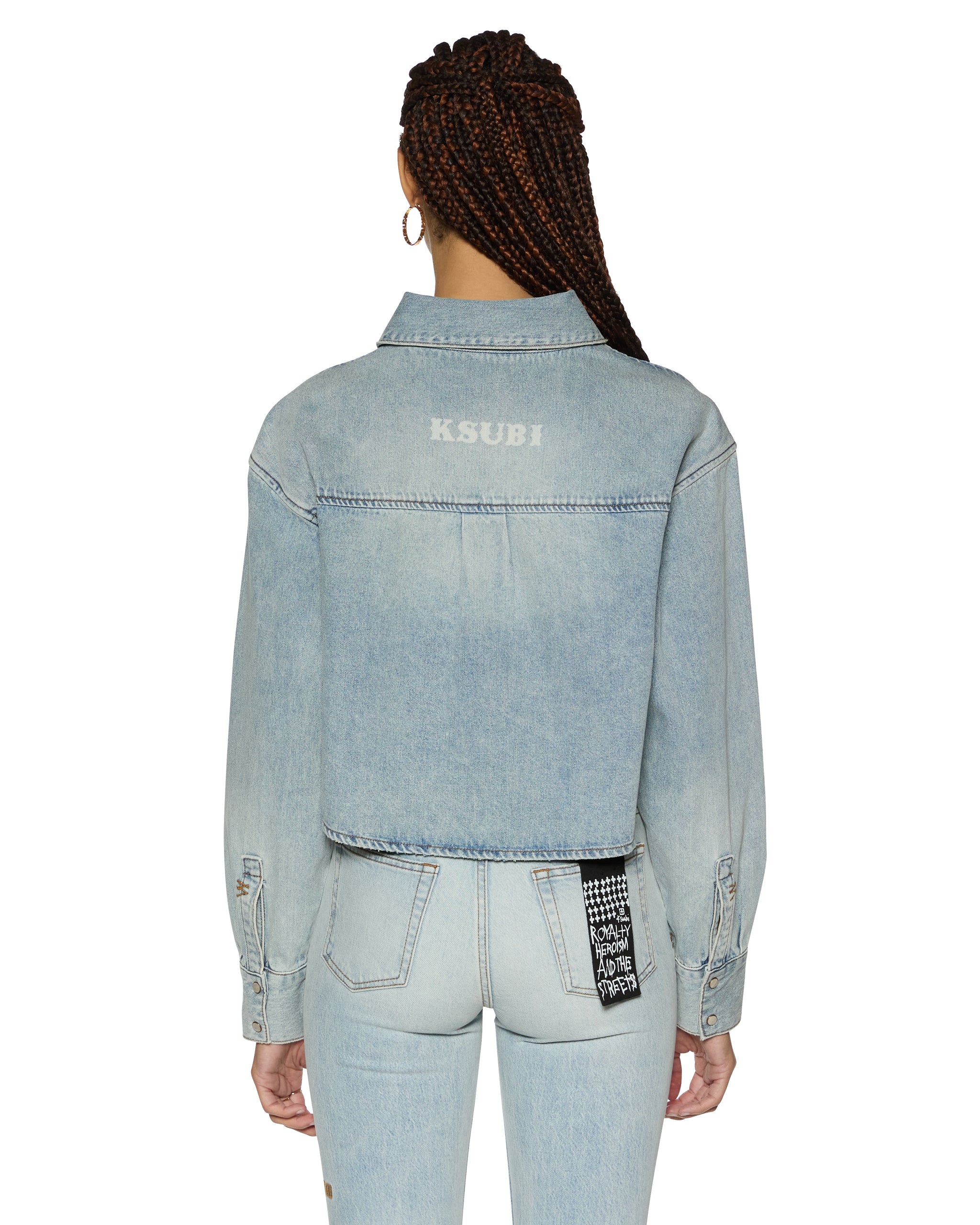 Alabama Crop Long Sleeve Shirt - Paragon Light Wash Denim - Image 4