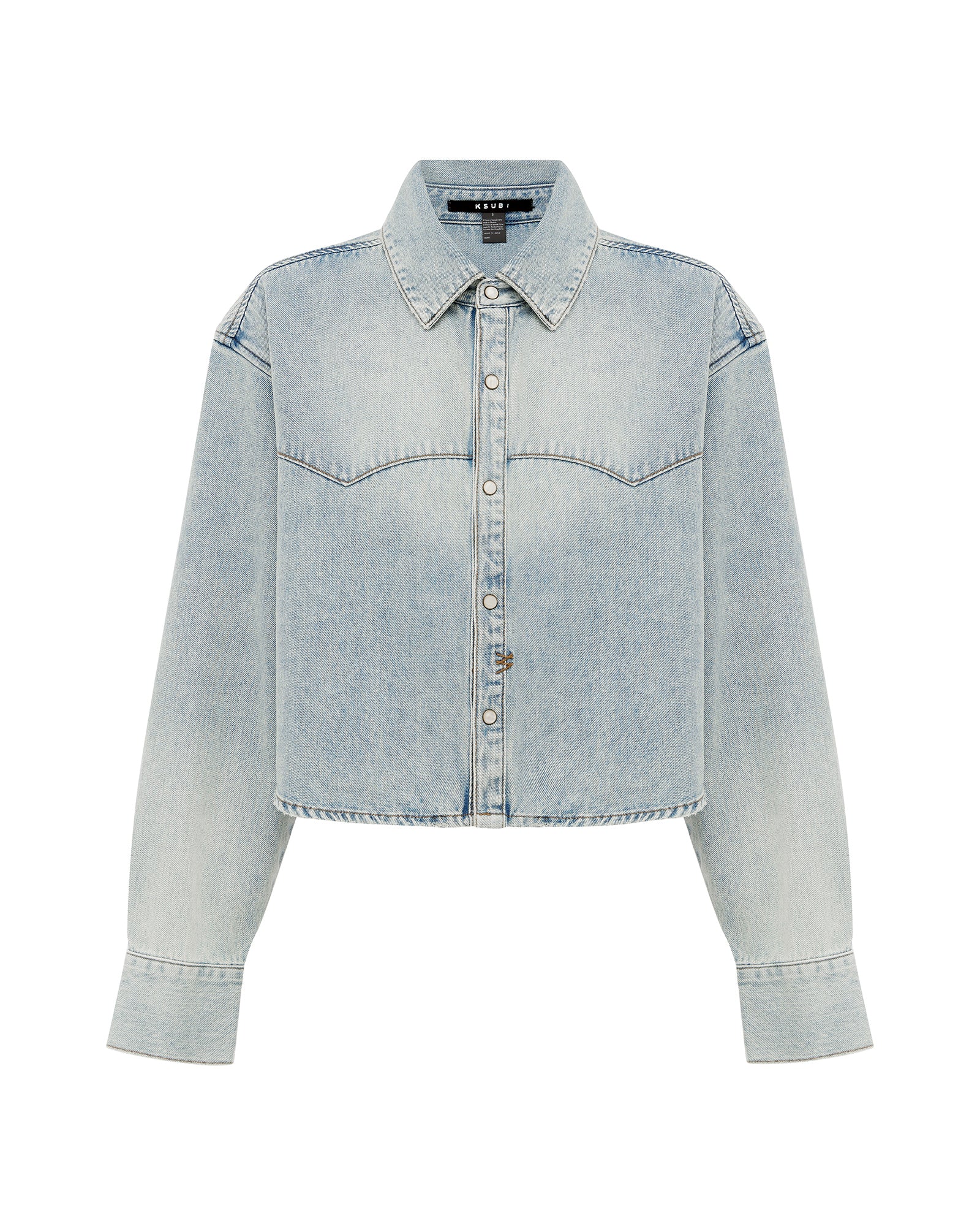 Alabama Crop Long Sleeve Shirt - Paragon Light Wash Denim - Image 6