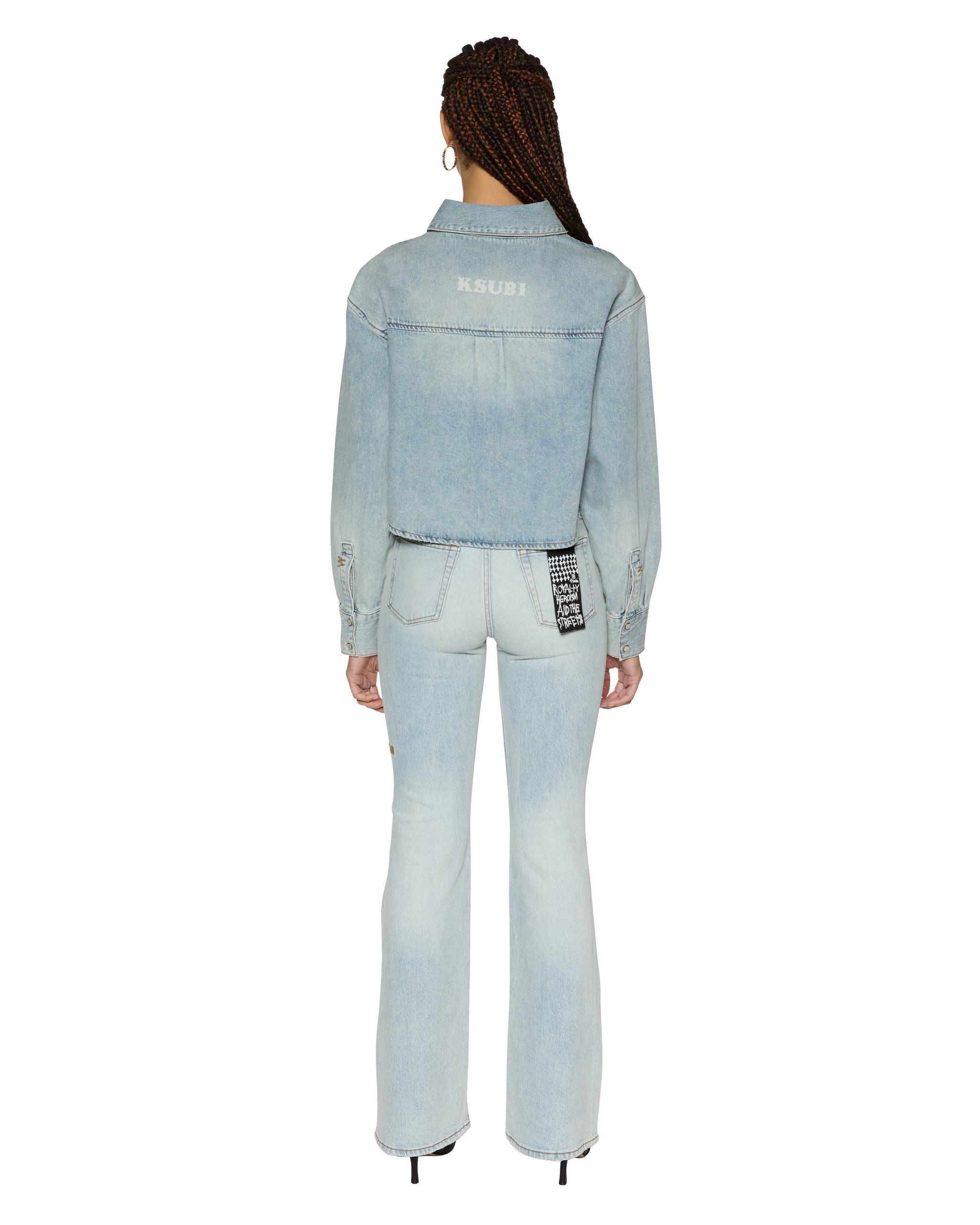 Alabama Crop Long Sleeve Shirt - Paragon Light Wash Denim - Image 7