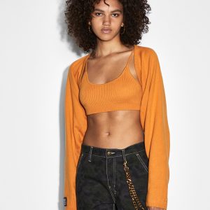 Buy Techno Shrug Satsuma | Cropped Knit Shrug | KSUBI