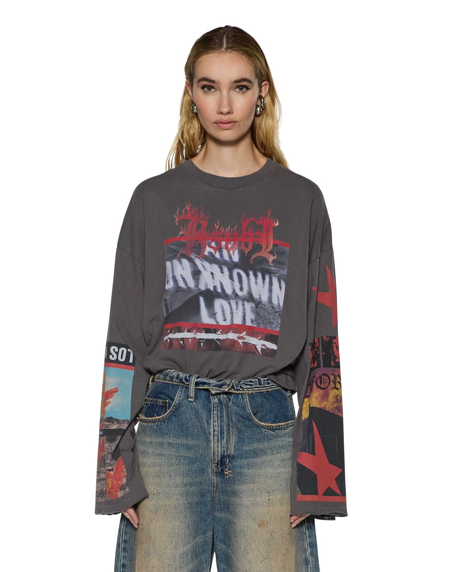 Womens Altar Ls Boyfriend Tee Charcoal Tees - Image 3