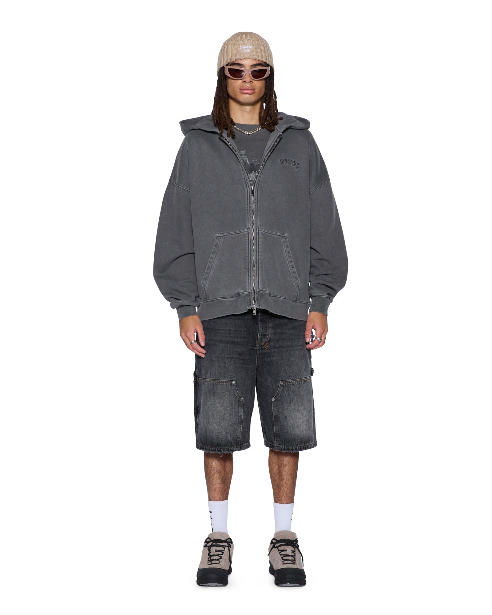 Mens Serpent Ekcess Hoodie Faded Black Fleece - Image 3
