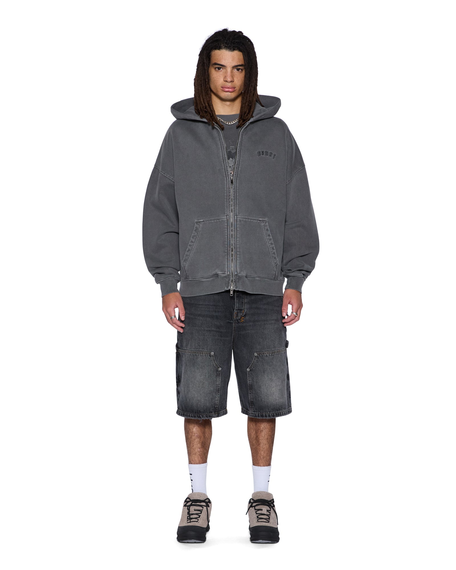 Mens Serpent Ekcess Hoodie Faded Black Fleece - Image 4