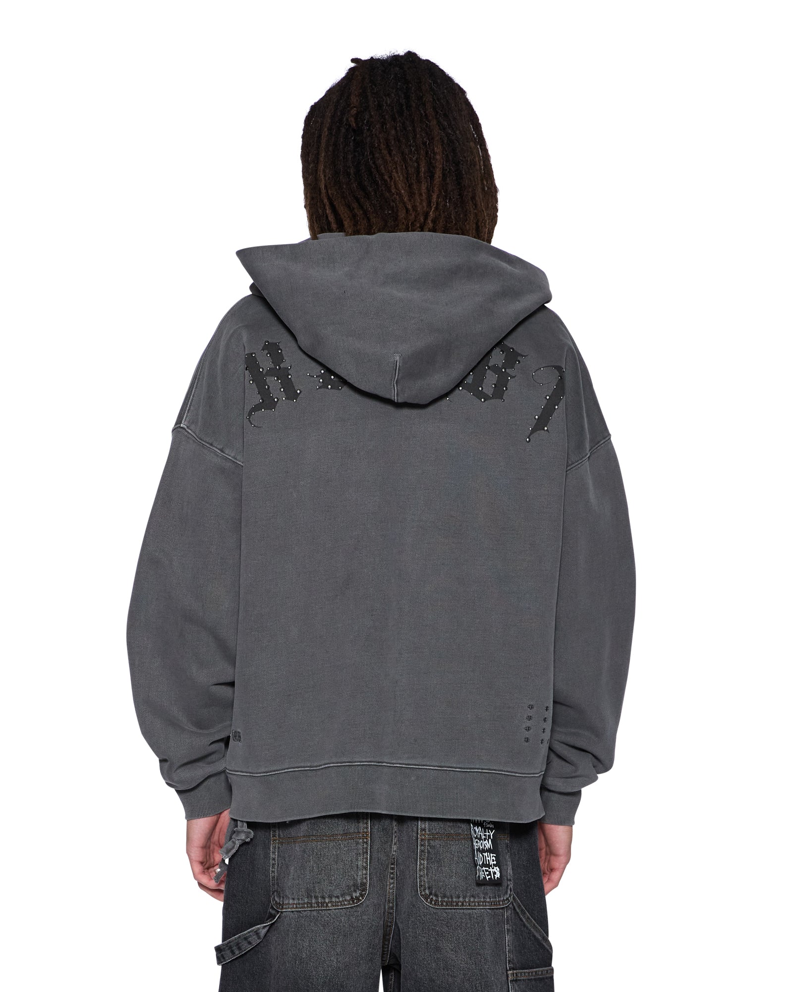 Mens Serpent Ekcess Hoodie Faded Black Fleece - Image 6