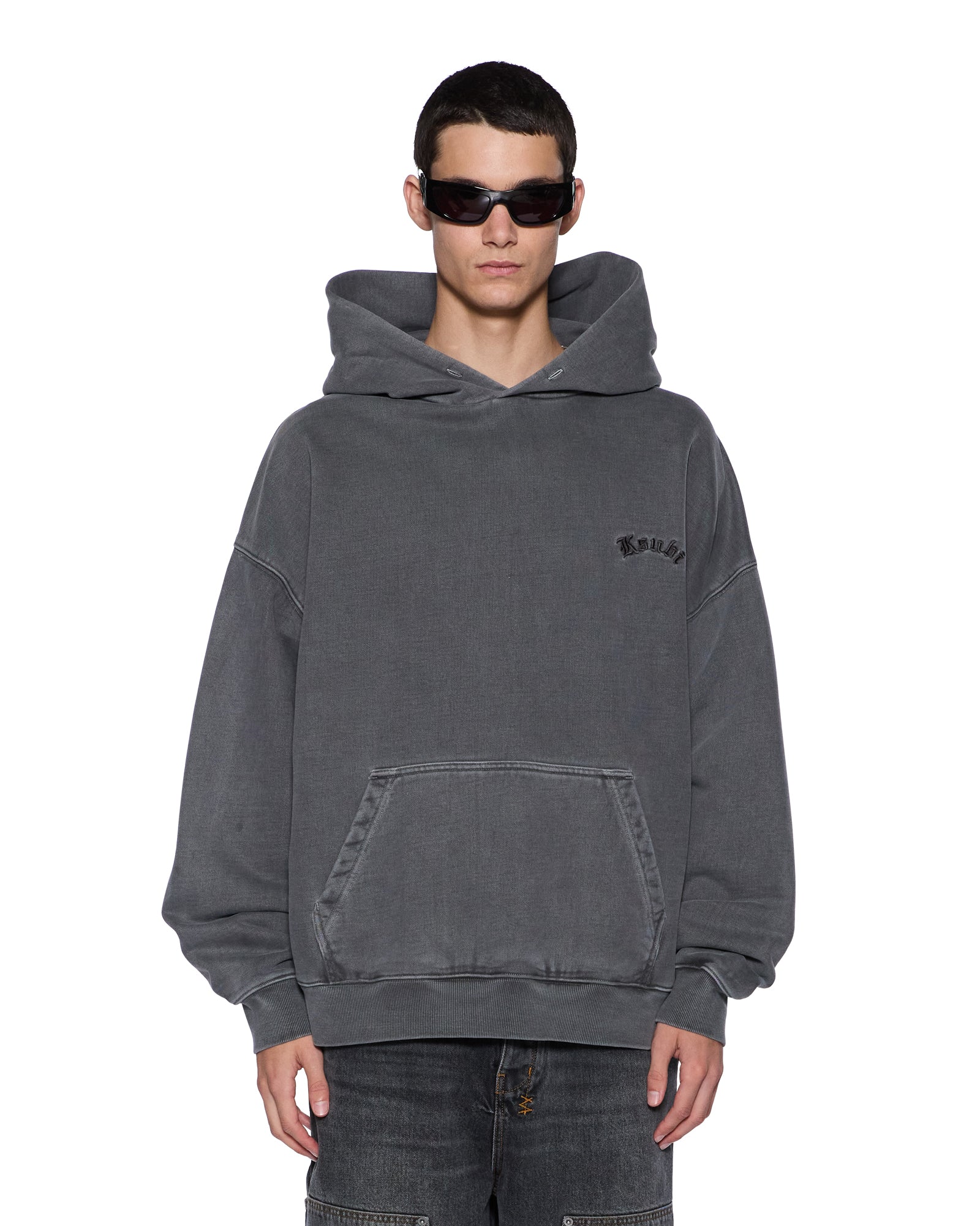 Mens Thorned Ekcess Hoodie Charcoal Fleece - Image 2