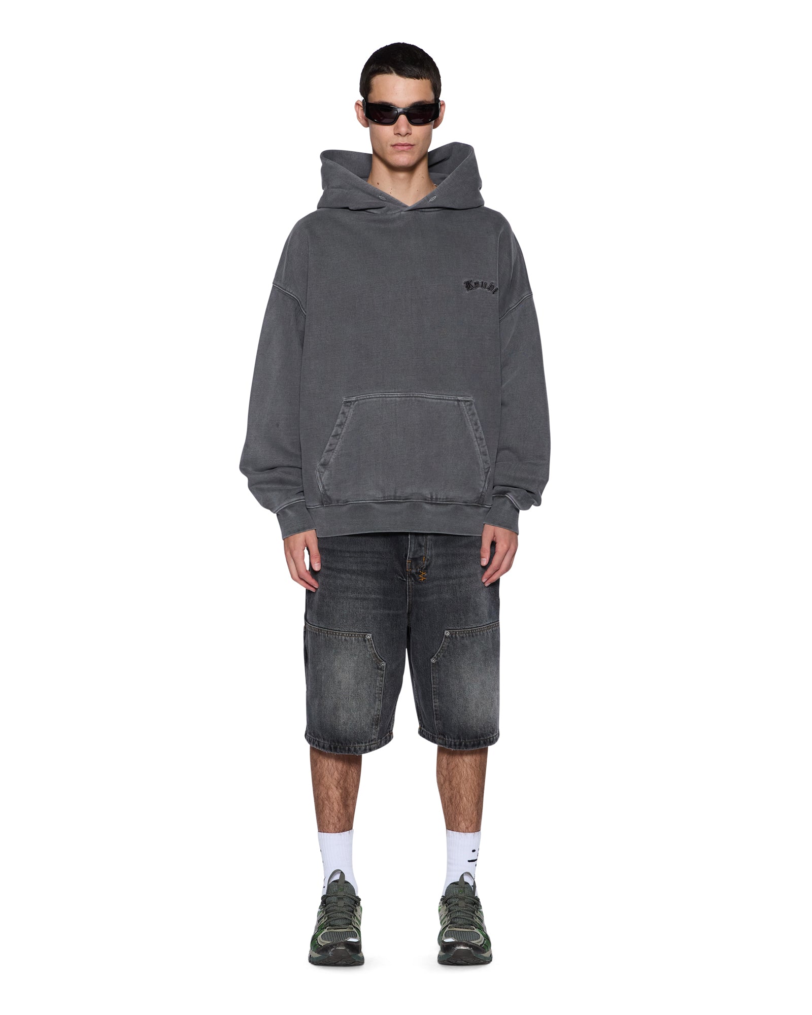 Mens Thorned Ekcess Hoodie Charcoal Fleece - Image 3