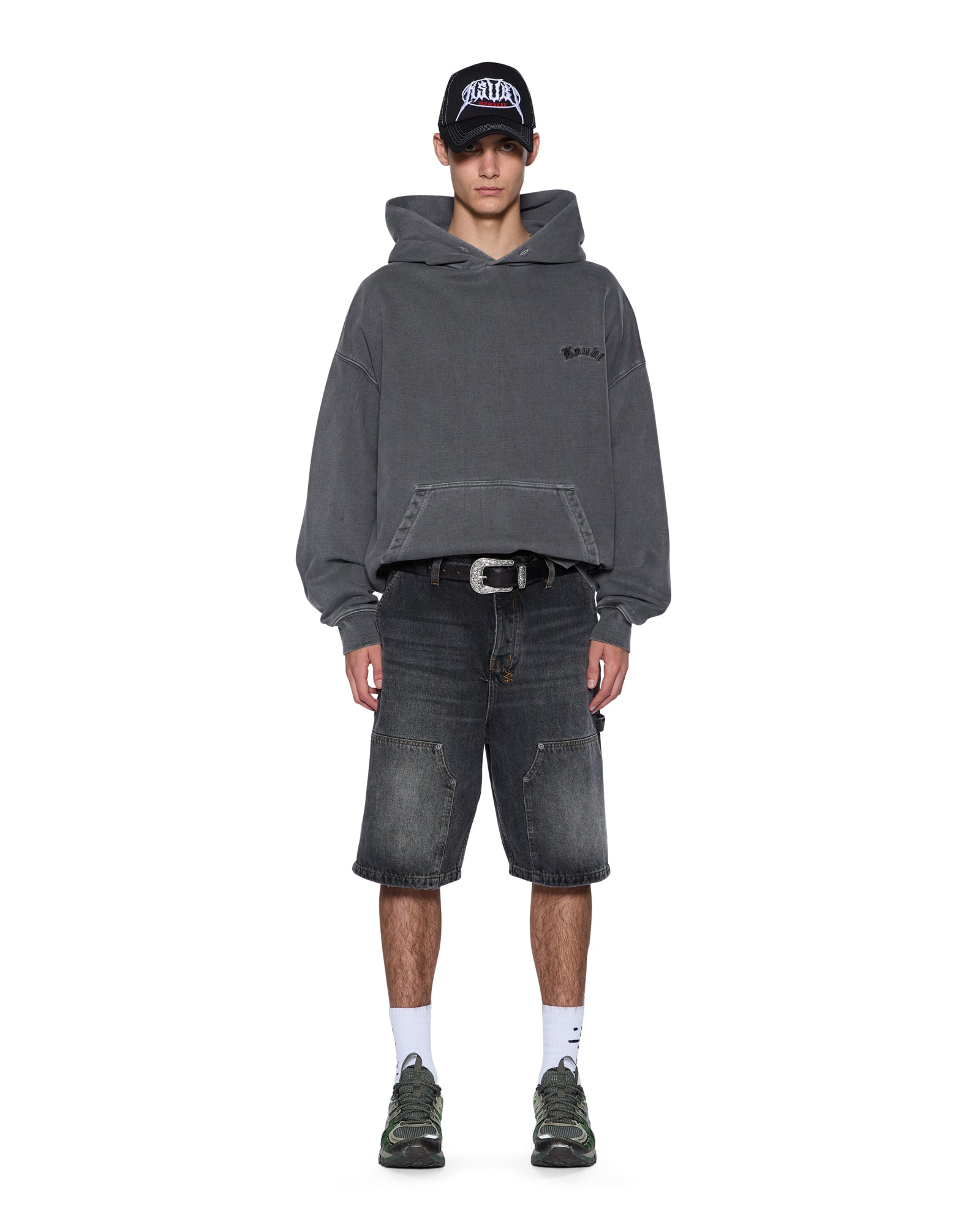 Mens Thorned Ekcess Hoodie Charcoal Fleece - Image 4