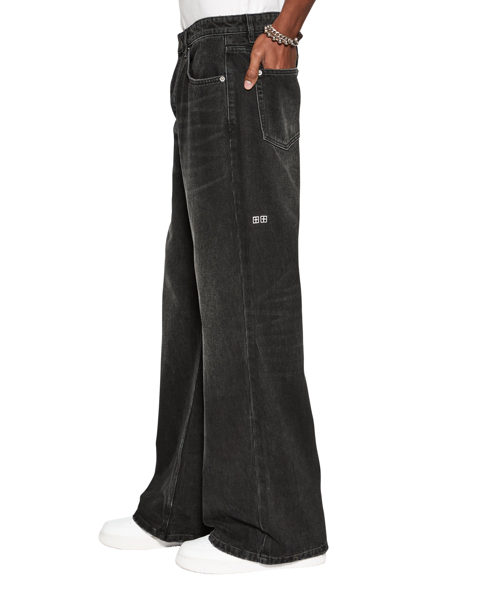 Bronko Emblem Bootcut Denim Jean - Black - Image 4